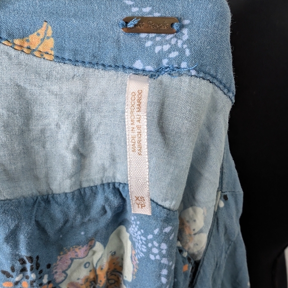 💘 Free People Tuscan dreams floral tunic dress with tie sleeves - Picture 4 of 6